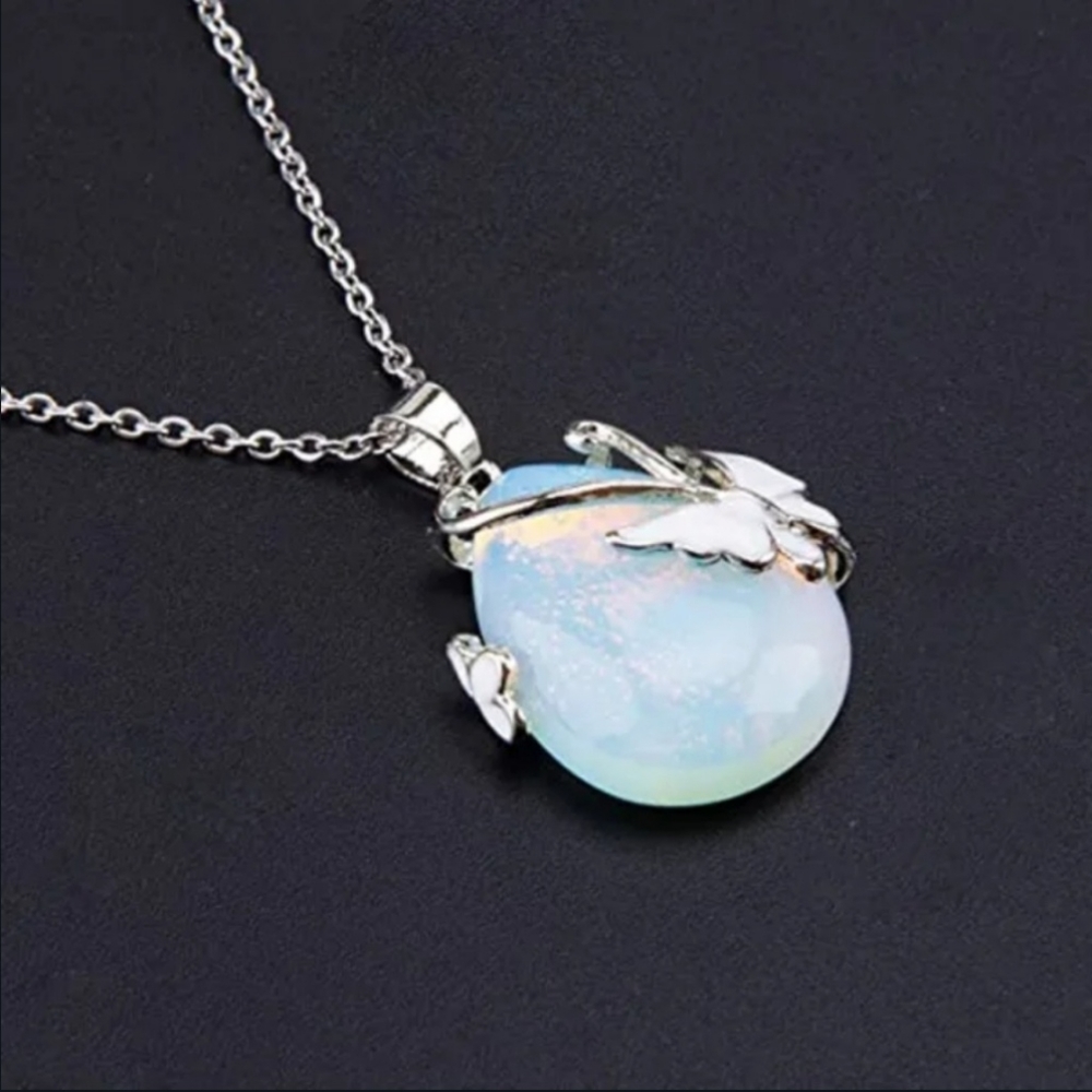 New Butterfly Opal Water Drop Necklace - Picture 2 of 3